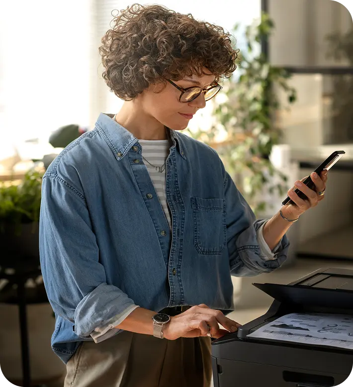 Business professional using a printer